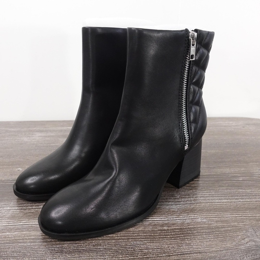 Baretraps Booties‎ Womens Size 6 Black Quilted Zip Ankle Block Heel Round Toe